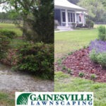Bare seating area to beautiful landscaped area
